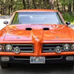 Frontansicht mit Endura-Stoßfänger und Zusatzscheinwerfern des angebotenen 1969 Pontiac GTO Judge