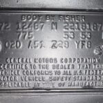 Fisher Body Tag mit Z28-YF8-Code des angebotenen 1972 Chevrolet Camaro Z28