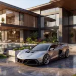 Rezvani Beast X vor einem modernen Haus mit Pool